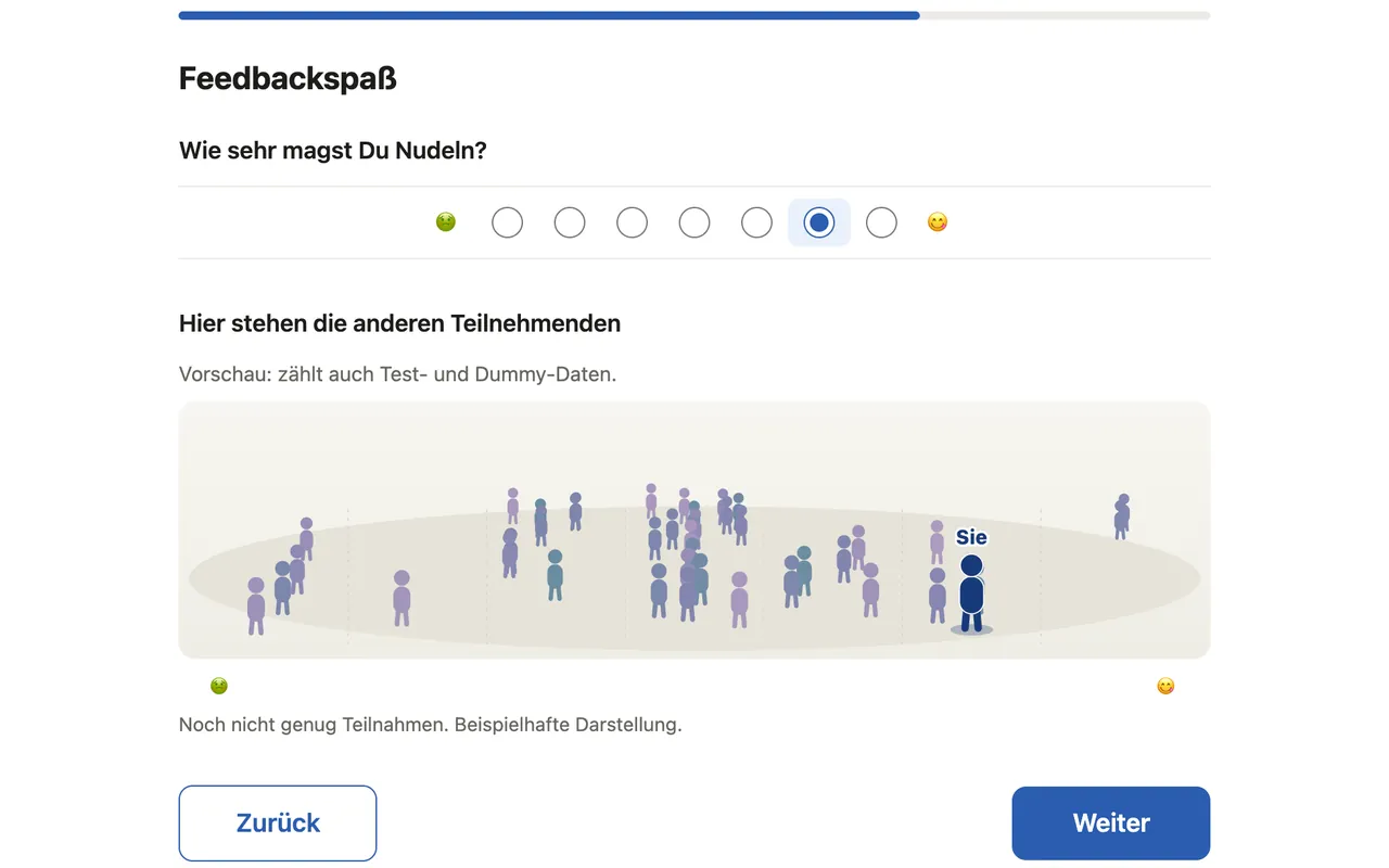 Screenshot: Live-Rückmeldung: Wo stehe ich in der Menschenmenge? (Real-Time-Delphi-Methode)