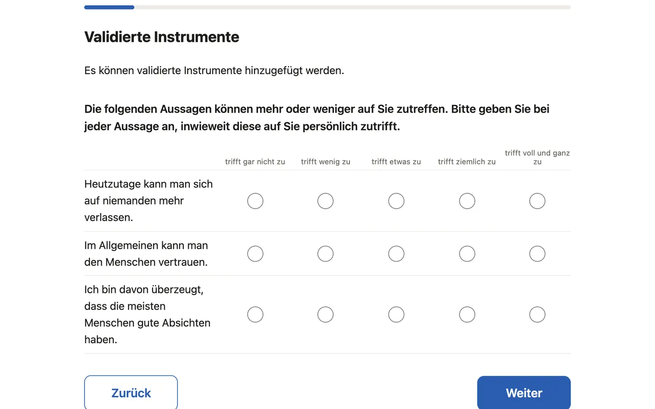 Screenshot: Validierte Skalen aus der Konstrukt-Toolbox